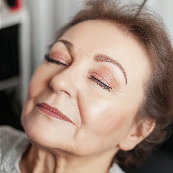 Frau mit Permanent Makeup